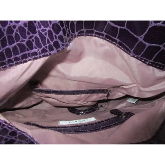 Nine West Clutch Purse -Purple Faux Snakeskin Leather with Bow -New without tags - Picture 8 of 16